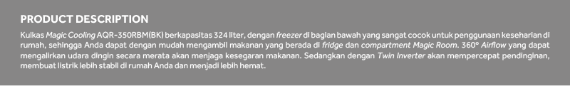 Kulkas AQR-350RBM(BK)