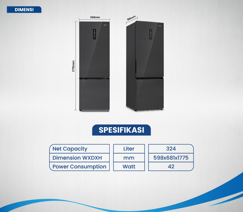 Kulkas AQR-350RBM(BK)