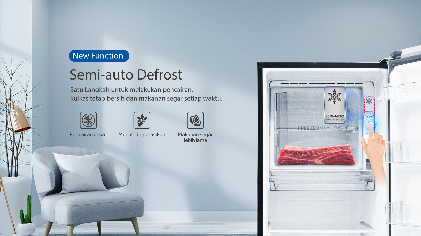 Kulkas AQR-D225 (Star Sky) Garansi Kompressor 7 Tahun dan Garansi Sparepart & Jasa 12 Bulan