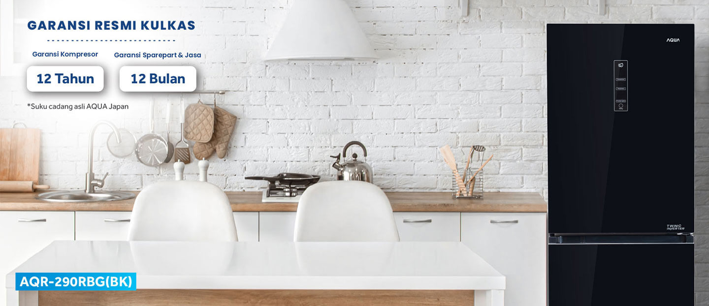 Kulkas AQR-290RBG(BK) Garansi Kompressor 12 Tahun dan Garansi Sparepart & Jasa 12 Bulan