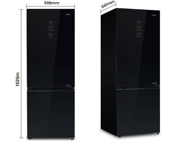 AQR-290RBG(BK) Dimensi WxDxH 598x681x1525 mm