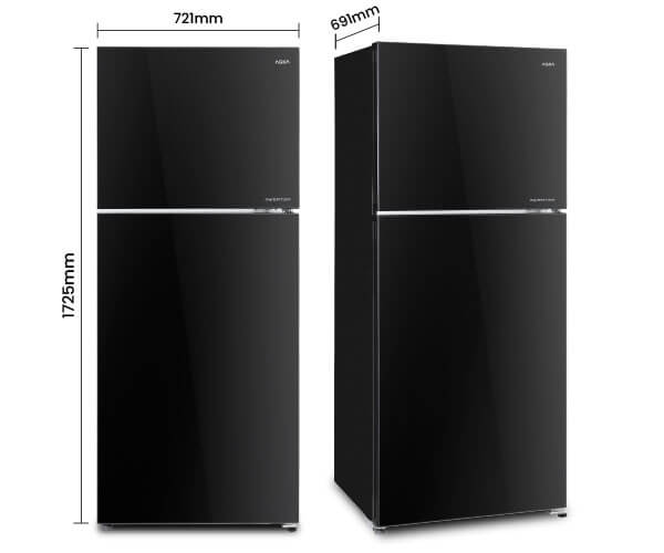 Kulkas AQUA Elektronik AQR-555IG(BK) Dimensi WxDxH 721x691x1725 mm