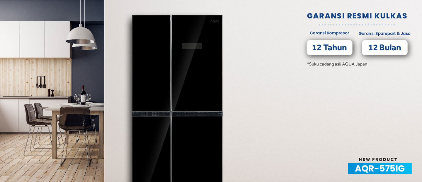 Kulkas AQR-575IG Garansi Kompressor 12 Tahun dan Garansi Sparepart & Jasa 12 Bulan