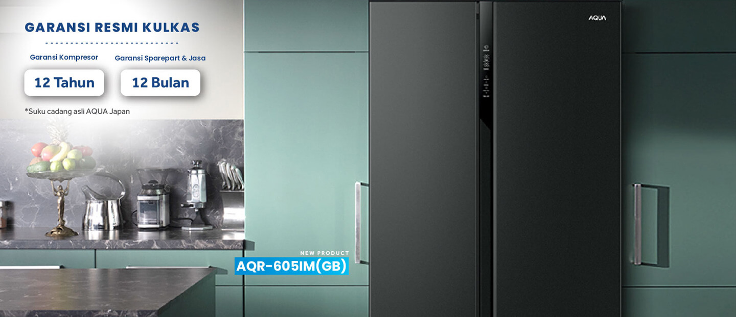 Kulkas AQR-605IM(GB) Garansi Kompressor 12 Tahun dan Garansi Sparepart & Jasa 12 Bulan