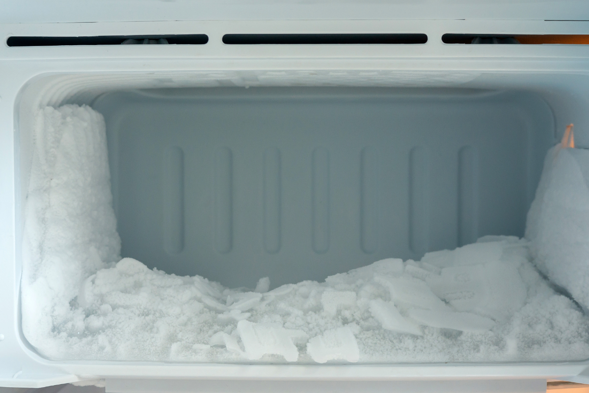 freezer dengan bunga es