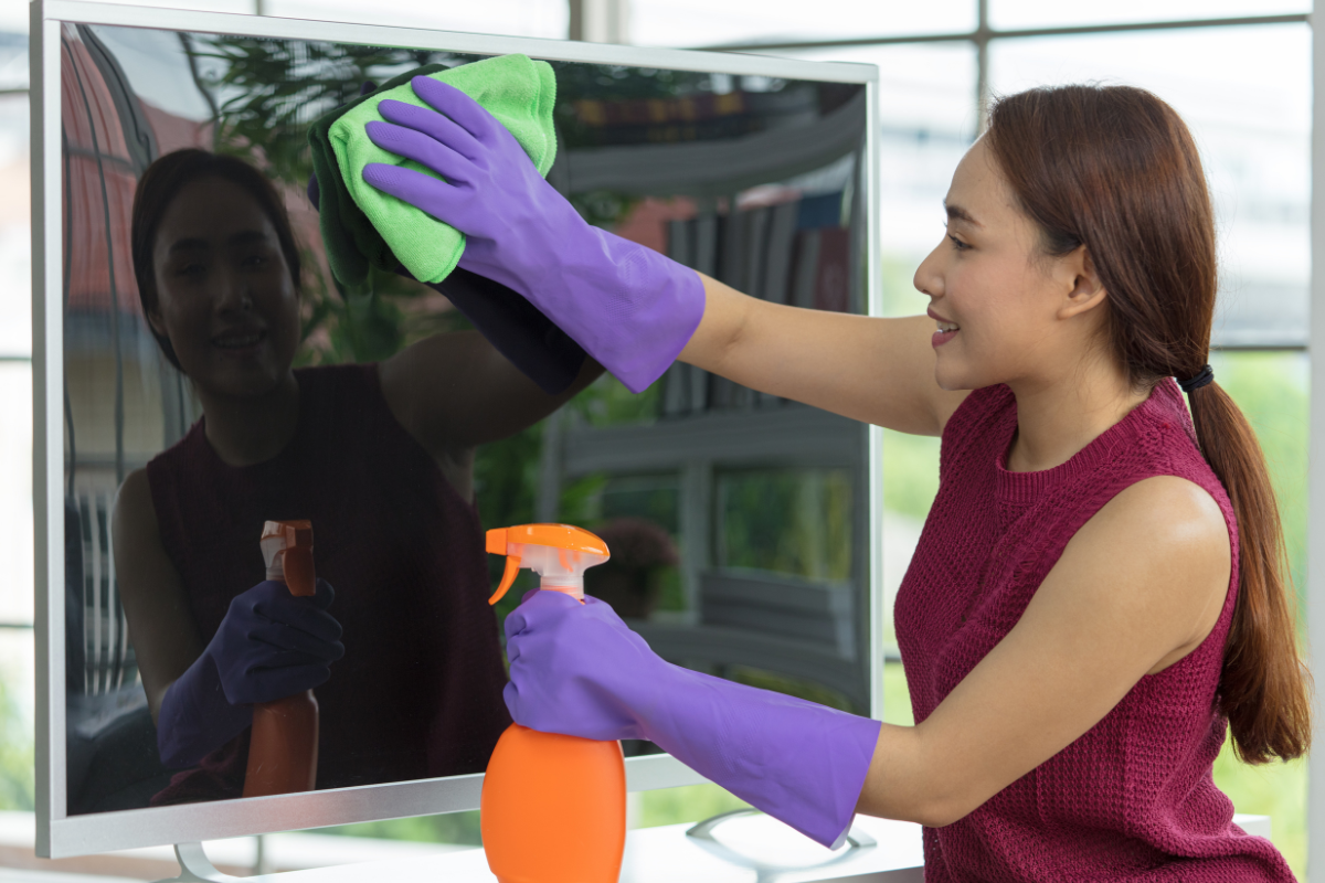 membersihkan layar tv led