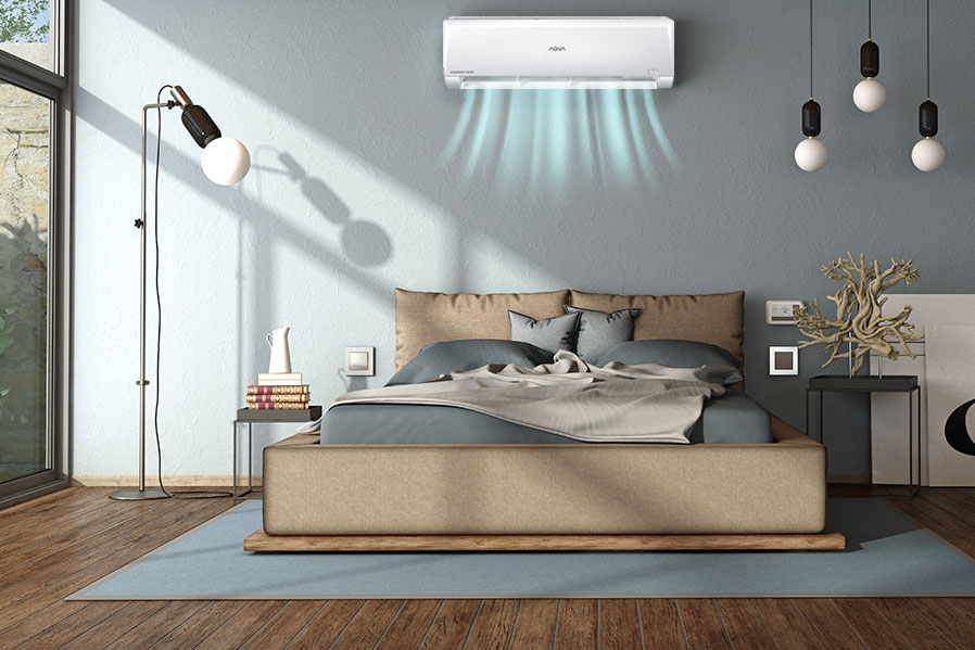 AC di dalam kamar tidur